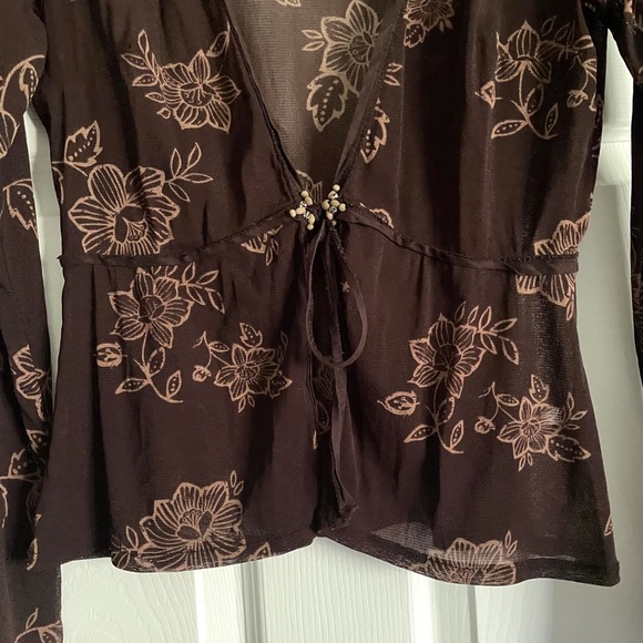 Sheer Babydoll Tie-Front Cardigan - Picture 2 of 5